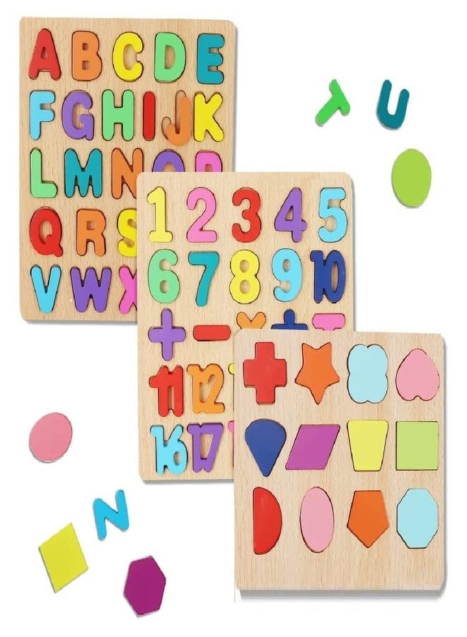 VDNSI Wooden Learning Educational Board for Kids, Puzzle Toys for 2+ Years Old Boys & Girls Educational Toys for Toddlers & Preschoolers, ABCD for Kids (3pcs) - Image 1